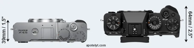 Compare X-E5 versus X-T5 top