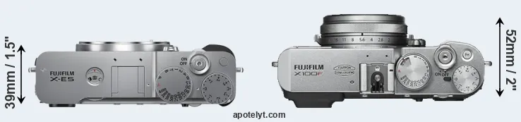 Compare X-E5 versus X100F top