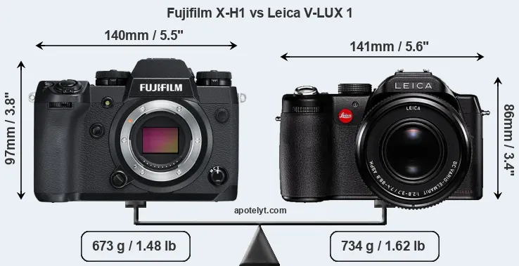 Size Fujifilm X-H1 vs Leica V-LUX 1