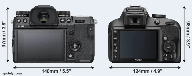 Comparison X-H1 or D3400 rear
