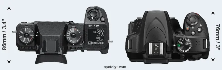 Compare X-H1 versus D3400 top