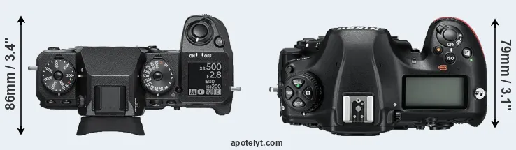 Compare X-H1 versus D850 top