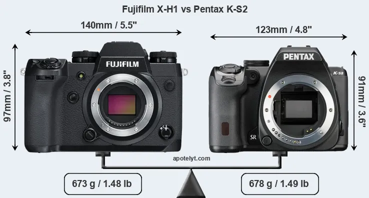Size Fujifilm X-H1 vs Pentax K-S2
