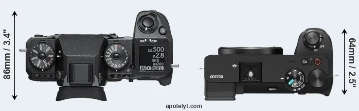 Compare X-H1 versus A6700 top