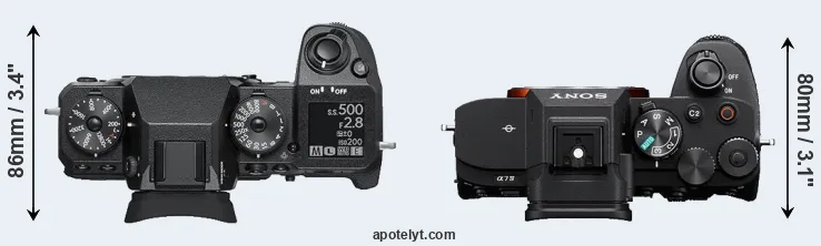 Compare X-H1 versus A7 IV top