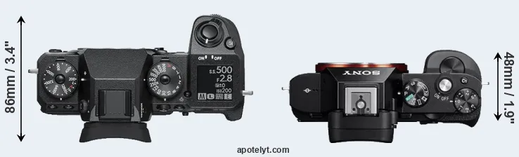 Compare X-H1 versus A7 top