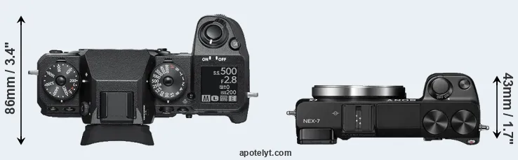 Compare X-H1 versus NEX-7 top
