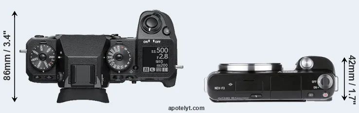 Compare X-H1 versus NEX-F3 top