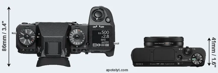 Compare X-H1 versus RX100 V top