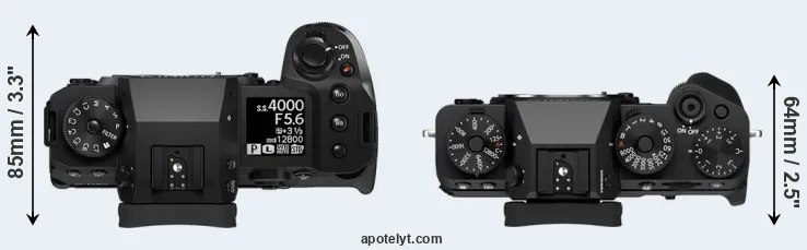 Compare X-H2 versus X-T5 top