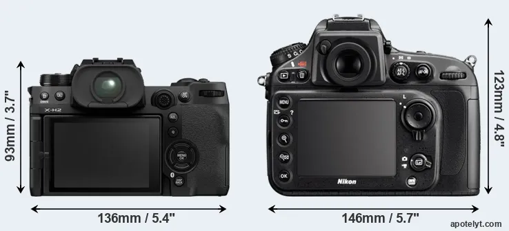 Comparison X-H2 or D800 rear