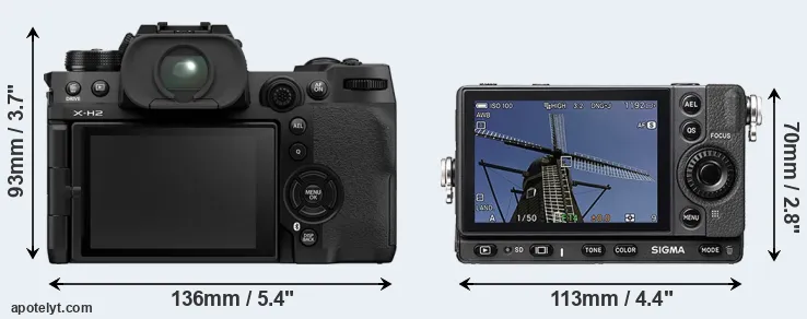 Comparison X-H2 or fp rear