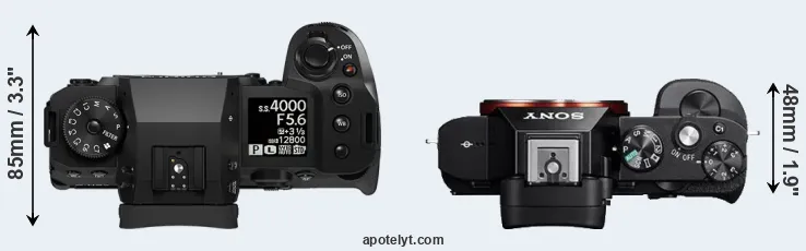 Compare X-H2 versus A7R top
