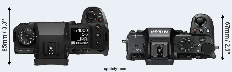 Compare X-H2S versus Z50 II top