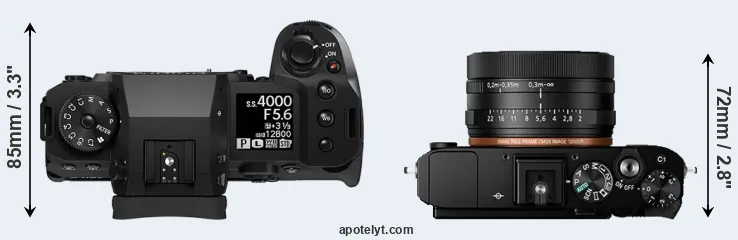 Compare X-H2S versus RX1R II top