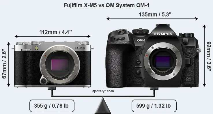 Size Fujifilm X-M5 vs OM System OM-1