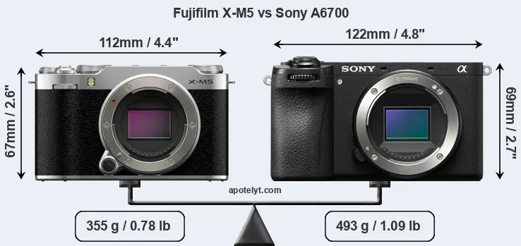 Size Fujifilm X-M5 vs Sony A6700