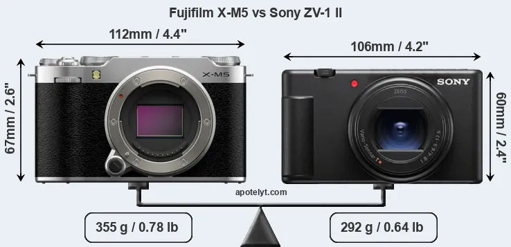 Size Fujifilm X-M5 vs Sony ZV-1 II