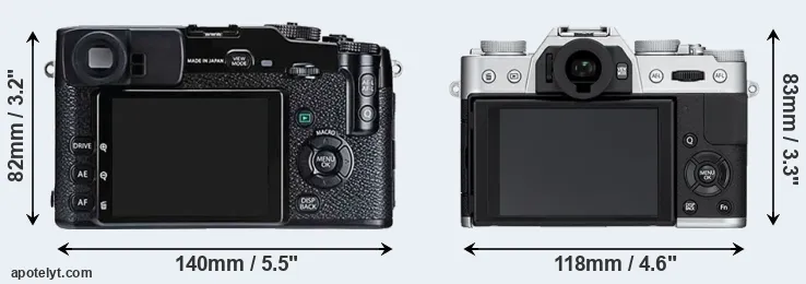 Comparison X-Pro1 or X-T10 rear