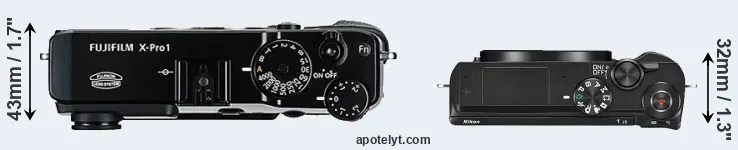 Compare X-Pro1 versus J5 top