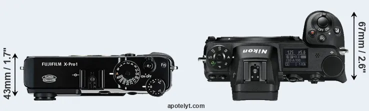 Compare X-Pro1 versus Z6 top