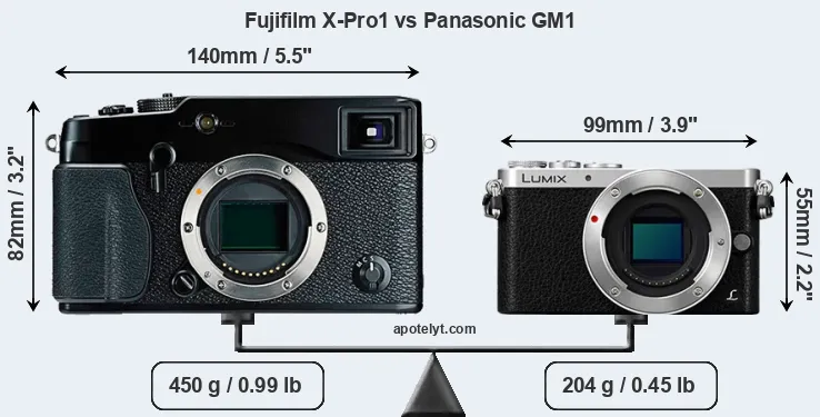 Size Fujifilm X-Pro1 vs Panasonic GM1