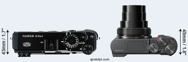Compare X-Pro1 versus TZ200 top