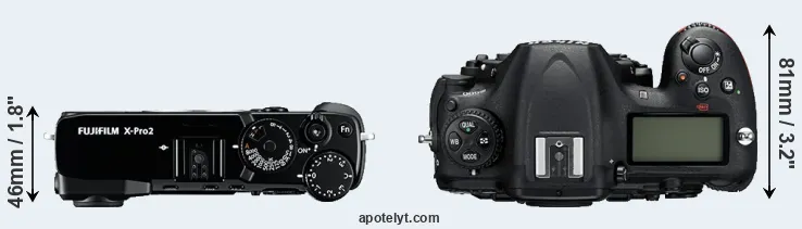 Compare X-Pro2 versus D500 top