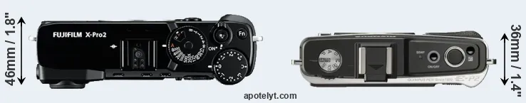 Compare X-Pro2 versus E-P2 top