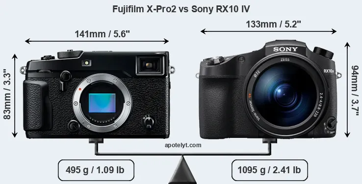 Size Fujifilm X-Pro2 vs Sony RX10 IV
