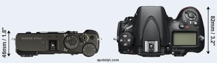 Compare X-Pro3 versus D800E top