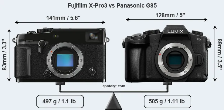Size Fujifilm X-Pro3 vs Panasonic G85