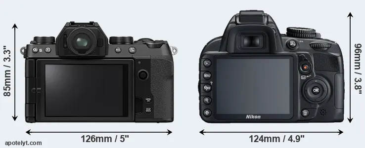 Comparison X-S10 or D3100 rear