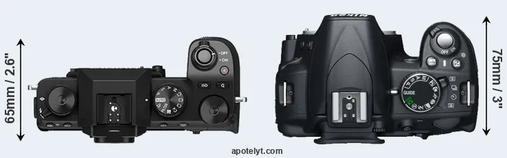 Compare X-S10 versus D3100 top