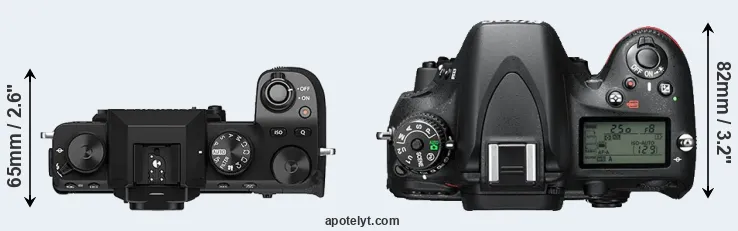 Compare X-S10 versus D610 top