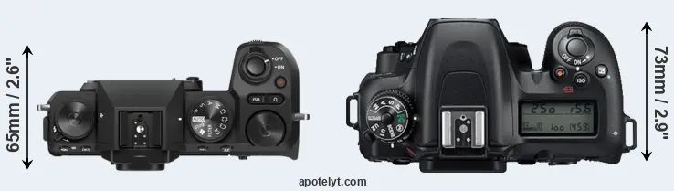 Compare X-S20 versus D7500 top