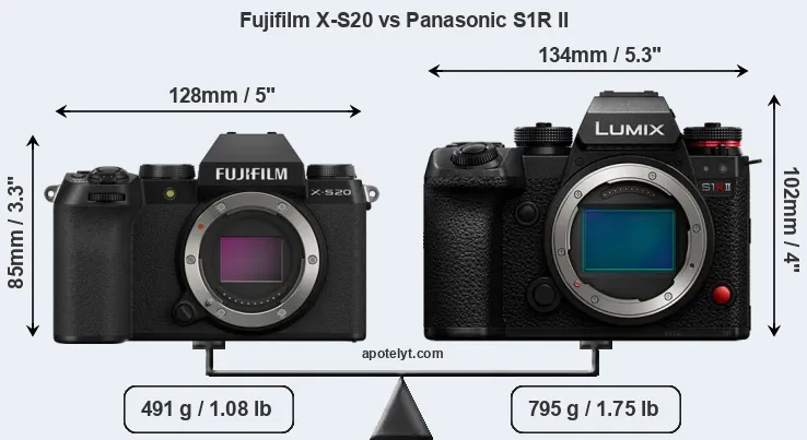Size Fujifilm X-S20 vs Panasonic S1R II
