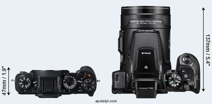 Compare X-T1 versus P900 top