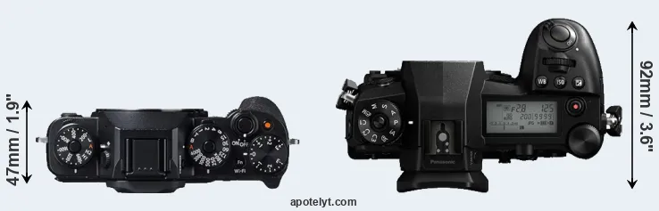 Compare X-T1 versus G9 top