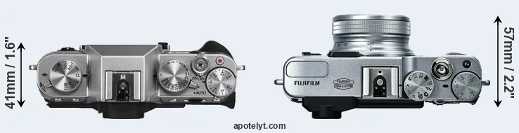 Compare X-T10 versus X20 top