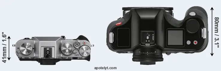 Compare X-T10 versus S3 top