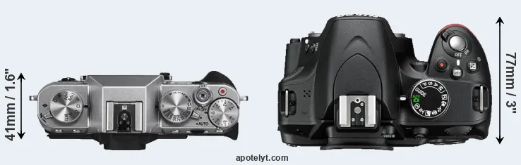 Compare X-T10 versus D3200 top