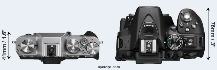 Compare X-T10 versus D5300 top