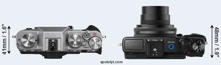 Compare X-T10 versus XZ-2 top