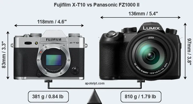 Size Fujifilm X-T10 vs Panasonic FZ1000 II