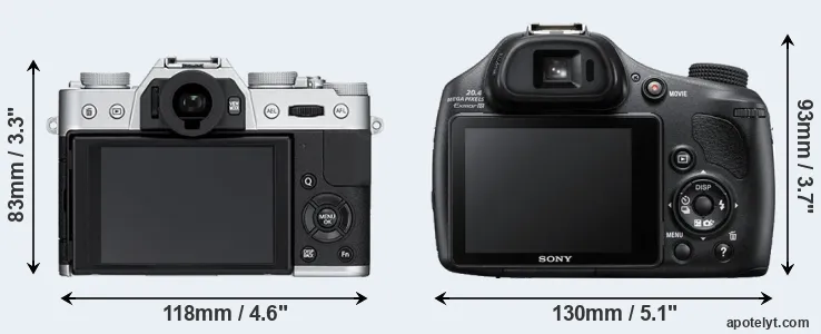 Comparison X-T10 or HX400V rear