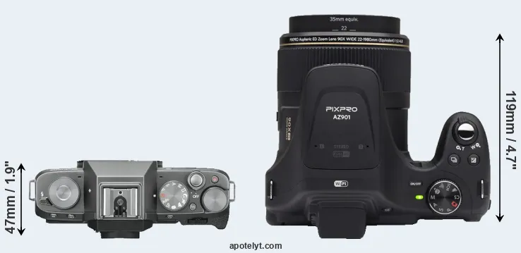 Compare X-T100 versus AZ901 top