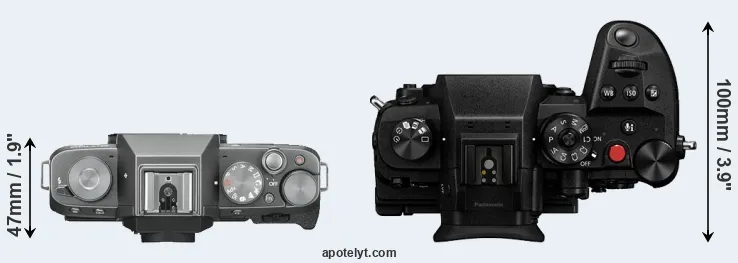 Compare X-T100 versus GH6 top