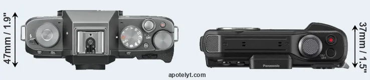 Compare X-T100 versus TS7 top
