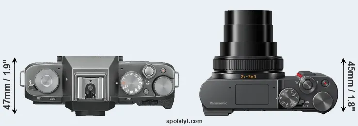 Compare X-T100 versus ZS200 top